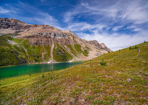 Hiking up the trail beside Iceberg Lake